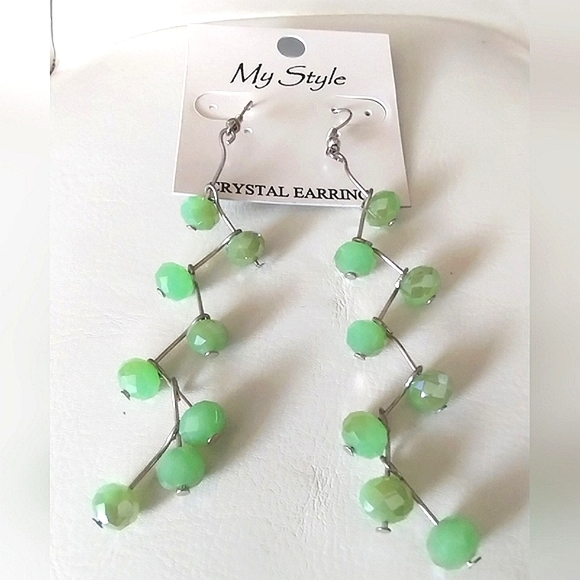 New Beaded Zig Zag Dangle Earrings - Picture 2 of 16